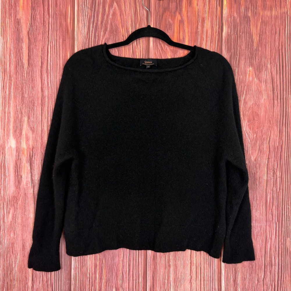 Quince Mongolian Cashmere Boatneck Sweater Black Womens Size Small